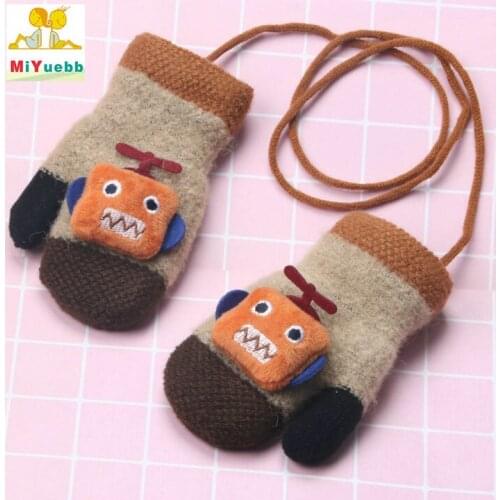 1 to 4 years old child Baby Boy Girl Knit Gloves Winter Children Warm Ropes Mittens Cotton Wool Solid lovely Gloves ST7