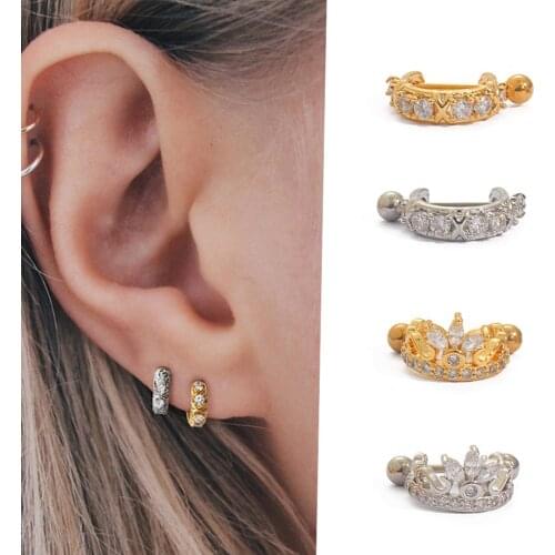 1Pc New Design Stainless Steel Barbell And Cz Cartilage Earring Helix Lobe Daith Ear Piercing Jewelry