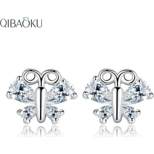 Butterfly Stud Earrings Korean Design Cubic Zirconia Elegant Crystal Womens Fashion Cute Ear Jewelry Gift for Girl