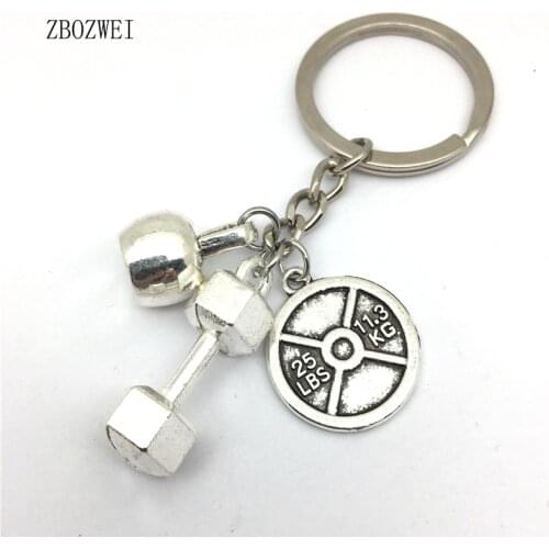 1Pcs WEIGHTLIFTING NECKLACE - Dumbbell Charm Keychain Kettlebell Crossfit Jewelry Gym