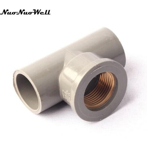 1pcs NuoNuoWell PVC 3/4" to 25mm Pipe Brass Female Thread Tee Connector Garden Hose Parts Irrigation Watering System Fittings