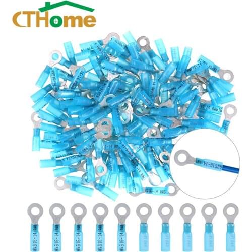 10/20/30/40PCS RV2.- 5 6 8 10 Insulated Blue Ring Terminals Wire Cable Electrical Crimp Connectors 16-14 AWG Kit M5/M6/M8/M10
