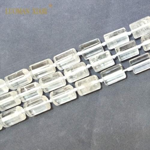 100% Natural White Quartz Cylindrical Shaped Facted Beads For Jewelry Making DIY Bracelet, Necklace Size 11*16 mm Strand 15"
