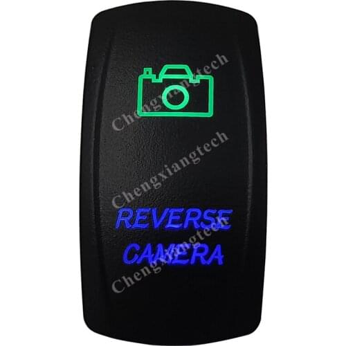 12V 24V Marine Car Boat Truck RV REVERSE CAMERA Rocker Switch SPST, 5 Pins ON-OFF, Green & Blue Led Push Switch for Carling