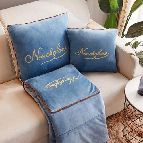 2 In 1 Throw Cushion Blanket for Chair Bench Car Office Knee Quilt Summer Air-conditioning Blankets