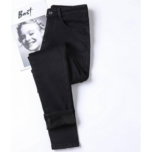 2021 New Black Blue Gray High Waist Velvet Thick Winter Skinny Stretch Women Warm Plus Velvet Mom Jeans Denim Trousers Plus Size