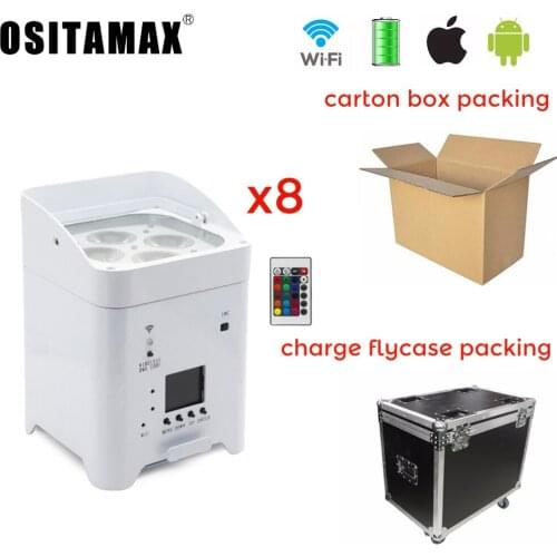 4x12w RGBWA UV 6IN1 LED Battery Par Light Wireless DMX Phone WIFI Remote Control Uplight Par Can Wash Wedding Party Decoration