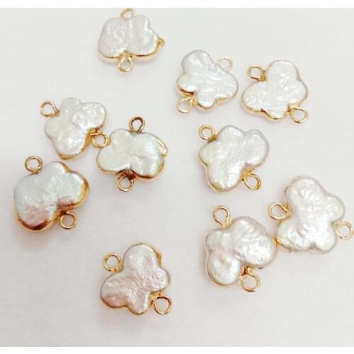 5 PCS /LOT 100% freshwater loose pearl with baroque shape, Butterfly shape pearl with 2 hanging ,DIY PEARL BEADS, nature white