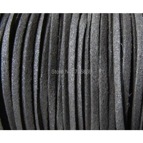 Free Ship 100 Meters 10mm x 1.5mm Metallic Black Flat Faux Suede Leather Cord For Necklace and Bracelet