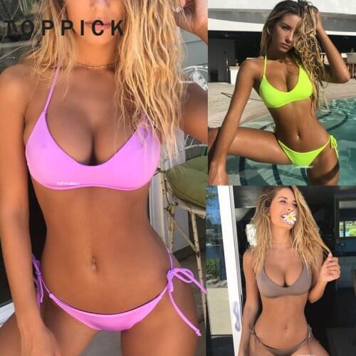 Toppick Bikinis 2019 Mujer Sexy Swimwear Women Solid Bikini Push Up Swimsuit Thong Biquini Bikini Set Bathing Suit Women