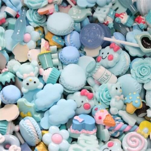 Julie Wang 10PCS Resin Charms No Hole Random Mixed Cake Donuts Candy Lollipop Ice Cream Flower Jewelry Making Accessory Decor