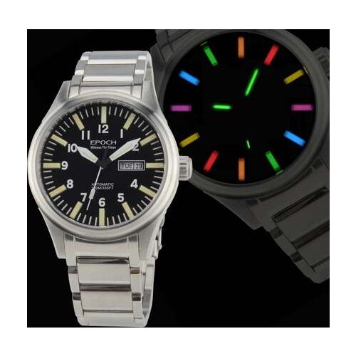 EPOCH Men Automatic Watch Mens Tritium Watches T25 Luminous Mechanical Wristwatch 10Bar Waterproof Sapphire Crystal Week Date