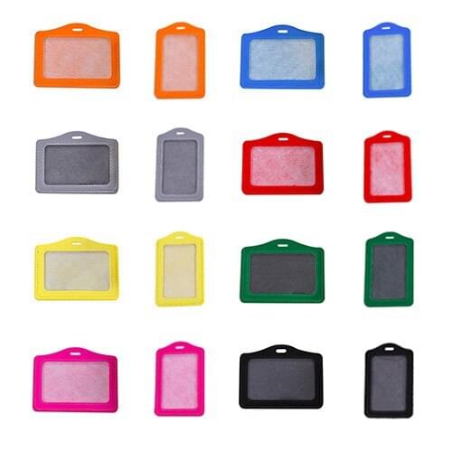 Wholesales 100pcs/lot Eather Material Card Sleeve Sets ID Badge Case Clear Bank Credit Card Badge Holder School Student Office