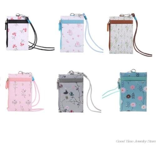 Portable ID Badge Credit Card Holder Leather Pocket Case Business Wallet with Neck Lanyard N27 20 Dropshipping