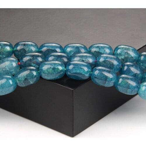 Ink-blue Colour Cylinder Beads Snow Cracked Veins Agates Beads For Jewelry DIY Handmade Bracelet Necklace Accessories 10x14mm
