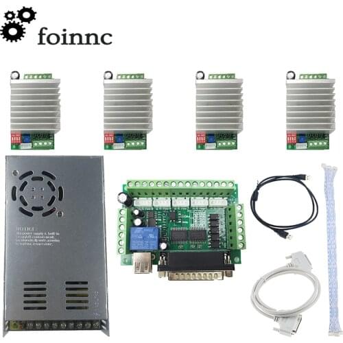 CNC system control system kit, 1pcs 5 axis Mach3 breakout board + 4pcs TB6560 driver+1pcs 240w power Supply for CNC Machine