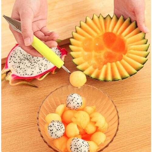 Ice Cream Watermelon Pitaya Baller Double-end Dig Ball Spoon Diy Fresh Fruit Platter Salad Kitchen Tools