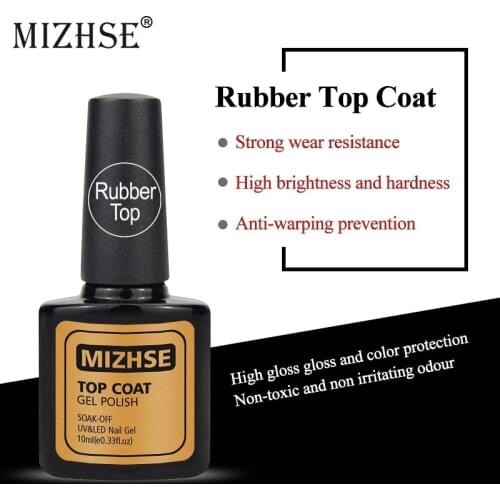 MIZHSE 10ML Rubber Base Top UV Gel Nail Polish Base Coat Primer Semi Permanent Rubber Base Ink Soak Off Gel Varnish Lacquer