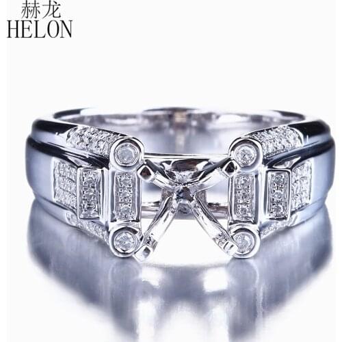 HELON 5.5 -6.5mm Round Sterling Silver 925 Pave 0.3ct Natural Diamonds Fine Jewelry Semi Mount Engagement Wedding Ring wholesale