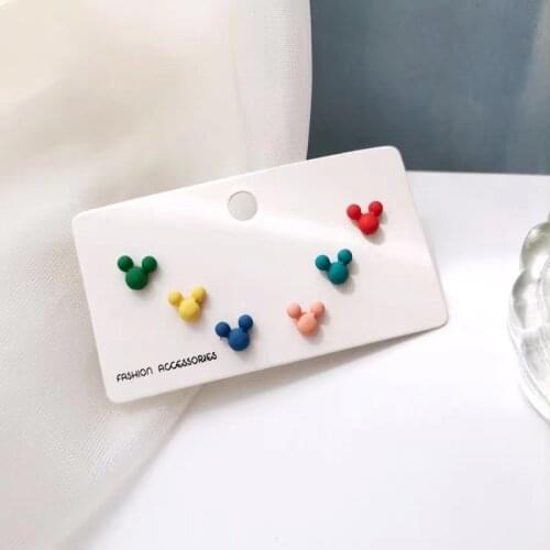 Colorful Mini Stud Earrings Sets Flower Bear Small Mouse Jewelry Wholesale 2021 Trendy Lovely Anime Earring Gifts For Women