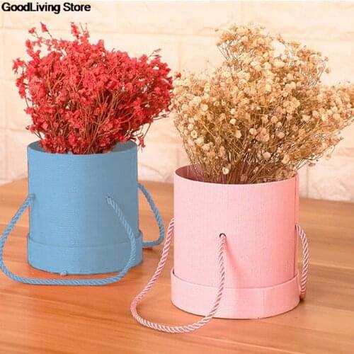 1PC Round Flower Paper Boxes Hold The Bucket Gift Packaging Box Party Gift Box Candy Bar Party Wedding Gift Storage Box 19 Style