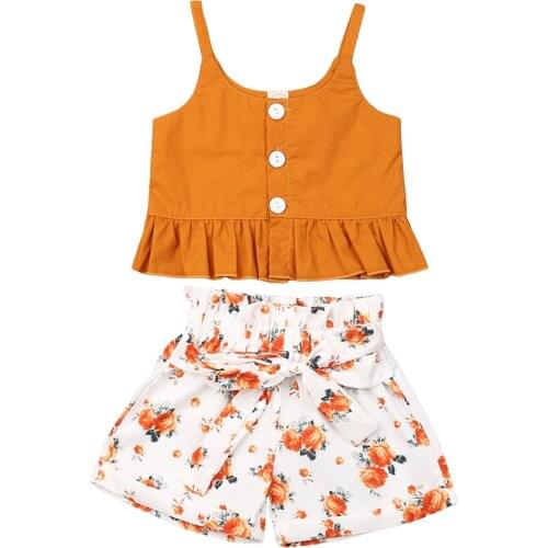 Citgeett Summer Toddler Kid Baby Girl Sling Tops Floral Shorts Pants Outfits Clothes Summer Casual Set