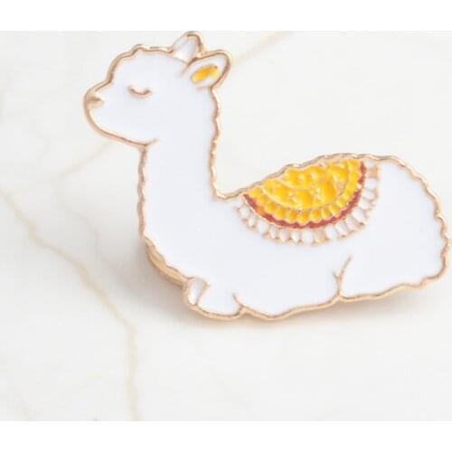 Cute Cartoon White Sheep Sleeping Lamb Yellow Cushion Metal Enamel Brooch Clothes Backpack Badge Pin Fashion Trendy Jewelry Gift