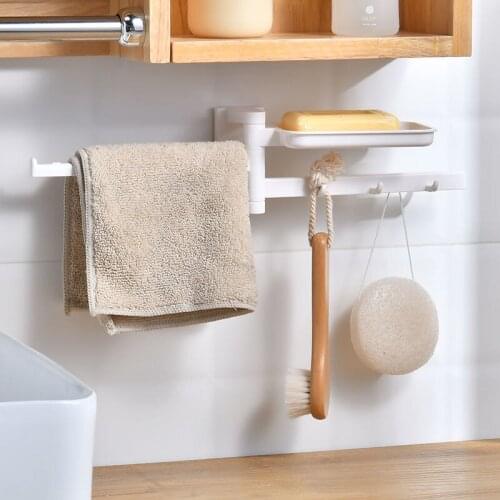 Wonderlife Multi-functional non-punching kitchen shelf can be rotated storage box storage rack toilet soap towel hanging rack