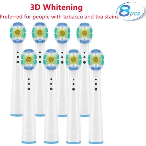 8pcs for Oral B Electric Toothbrush Heads - EB18P 3D Whitening Replacement Toothbrush Brush Head for Oralb Kids & Adult