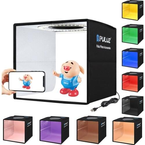 New 24.5cm Desktop Photo Studio Photography SoftBox With LED Ring Lamp Light and 6PCS Double-sided 12 Colors Background Paper