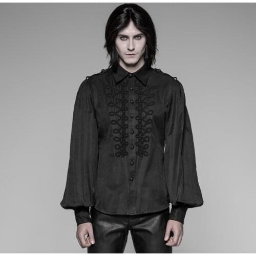 PUNK RAVE Men Gothic Vintage Shirt Steampunk Uniform Retro Blouse Fashion Men Lantern Long Sleeve Blouse Shirt