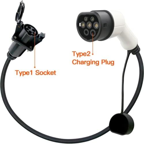 32A EV Adapter Type 2 SAE J1772 to IEC 62196-2 Female EV Plug to Type 1 EV socket Type 2 to Type 1 Adapter 1m Cable Customized