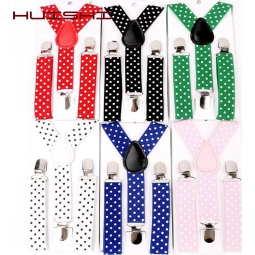 HUISHI Boys Suspenders Set Polka Dot Bow Tie Suspenders For Boy Girls Baby Clip-on Y-Back Braces Suspender Dot Navy Red Bowtie