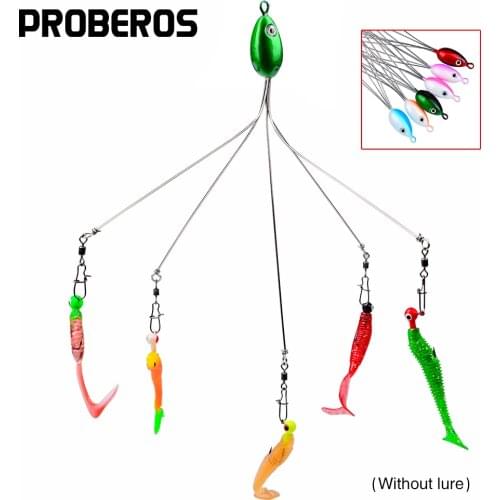 PROBEROS 1pc Artificial 5 Arms Umbrella Alabama Rig Fishing Lures 9.5g 21cm Stainless Snap Swivel Spinners Bass Baits Tackle
