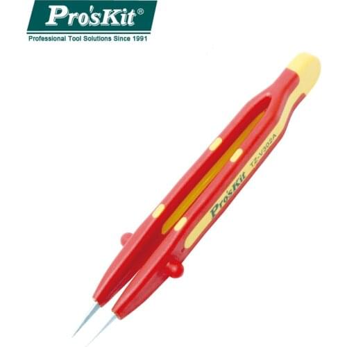 ProsKit TZ-V302A Resistance To High Pressure Lnsulated Tweezers Professional Maintenance Tool Tainless Steel Pointed Tweezers