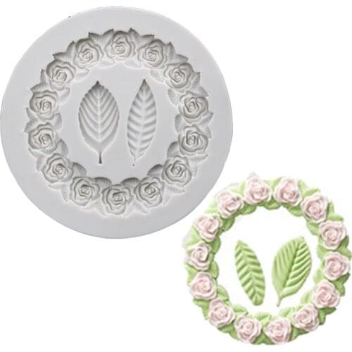 Rose Flower With Leaf Silicone Fondant Cake Mold DIY Cake Bakeware Decoration Cake Lace Baking Mould Resin Crafts