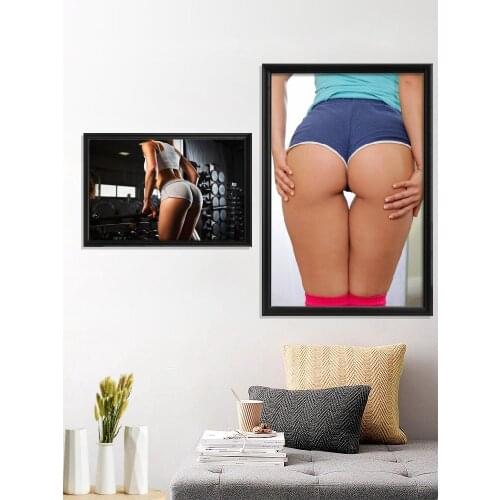 Sexy Ass straps Sexy gym Women Lady Ass simple women Girls ass Hip clothes black Poster Wall Stiker Home Decor Gift Room