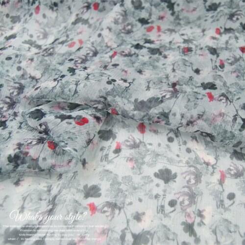 LEO&LIN Simple and Elegant Small Flower Silk Georgette Chiffon Thin Skirt Shirt Fabric Fabric DIY Sewing