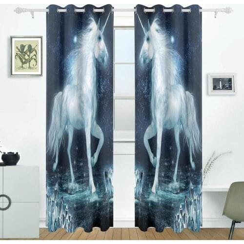 Unicorn Running Curtains Drapes Panels Darkening Blackout Grommet Room Divider for Patio Window Sliding Glass Door 55x84 Inches