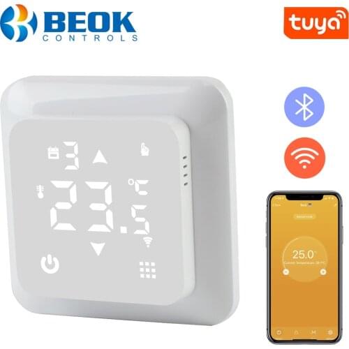 Beok Tuya Thermostat Wifi for Gas Boiler Temperature Controller Touch Screen Works with Alexa,Google Home
