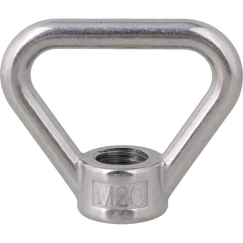 Triangle Shape Silver 304 Stainless Steel M20 Eyed Threaded Nuts Lifting Gear Fasteners Lifting Eye Nut