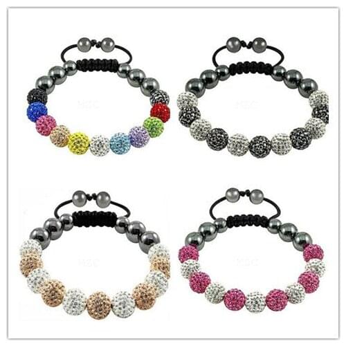 Urt34ti mix 4 Color micro pave CZ Disco Ball Beads Best crystal Bracelet fasion women jewelry lot