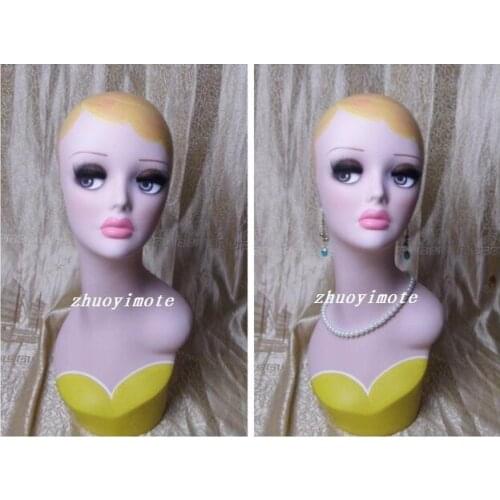 Fiberglass Vintage Female Mannequin Dummy Head Bust For Hat Display