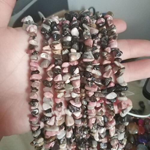 High Quality 5-8mm Natural Rhodonite Stone Chip Shape Necklace Bracelet Jewelry DIY Gems Loose Beads 17 Inch w404