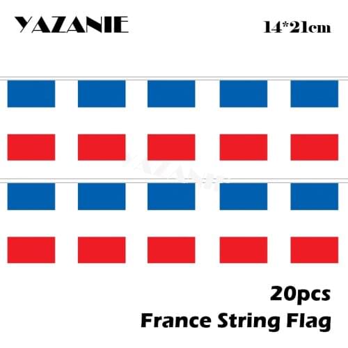 YAZANIE 14*21cm 20PCS France String Flag French Small Decoration Banners Little World Country Stitched Custom Flag Free Shipping