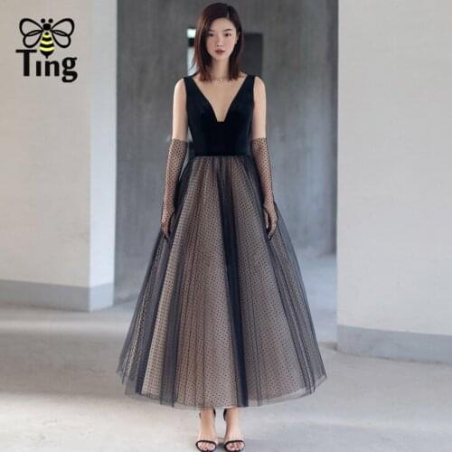 Tingfly 90S Vintage Elegant Polka Dot Ball Gown Prom Dresses Women Sexy Deep V Neck Long A Line Dress Formal Dress On Offer