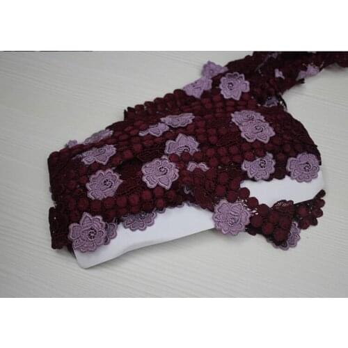 1 Meter High quality Purple Burgundy Diy Craft Embroidered Lace trim Mesh Lace Trim Beautiful Garment Clothes Decoration