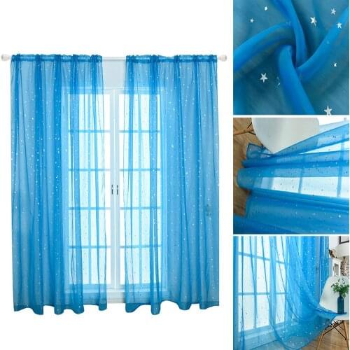 1Pc Fashion Shiny Star Pattern Transparent Tulle Voile Curtain Window Drape Living Room Home Decoration