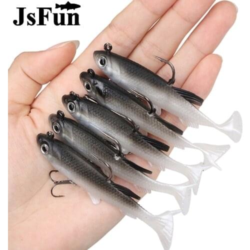 5 Pieces T Tail Soft bait Silicone Swimbaits Artificial Bionics Fish Wobblers Bass pike Carp Fishing Lure 8cm 12g PJ294