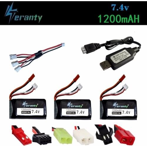 7.4V 1200mAh Lipo Battery Charger sets For YiZhan X6 MJX X101 X102h X1Brushless H16 WLtoys V666 V262 V353 V333 V323 803063